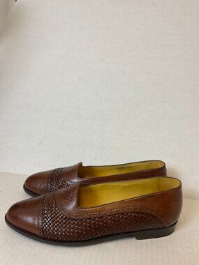 Bragano Cole Haan Loafers Brown Men's 10.5 Braided Leather Cap Toe